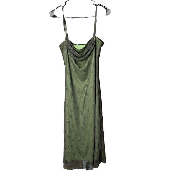 Cider Mesh‎ Floral Ruched Midi Dress - Picture 1 of 9